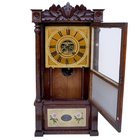 ANTIQUE BIRGE, MALLORY & CO TRIPLE DECKER SHELF CLOCK