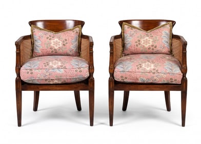 PAIR ALTHORP LIVING HISTORY FRENCH LOUIS XV CANE ARM CHAIRS