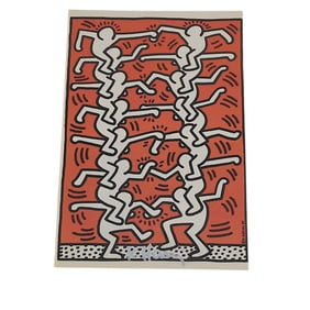 SIGNED KEITH HARING INTERVIEW MAGAZINE AD PEOPLE LADDER