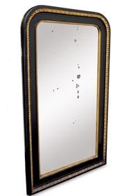 ANTIQUE LARGE LOUIS PHILIPPE EBONY & GILT MIRROR