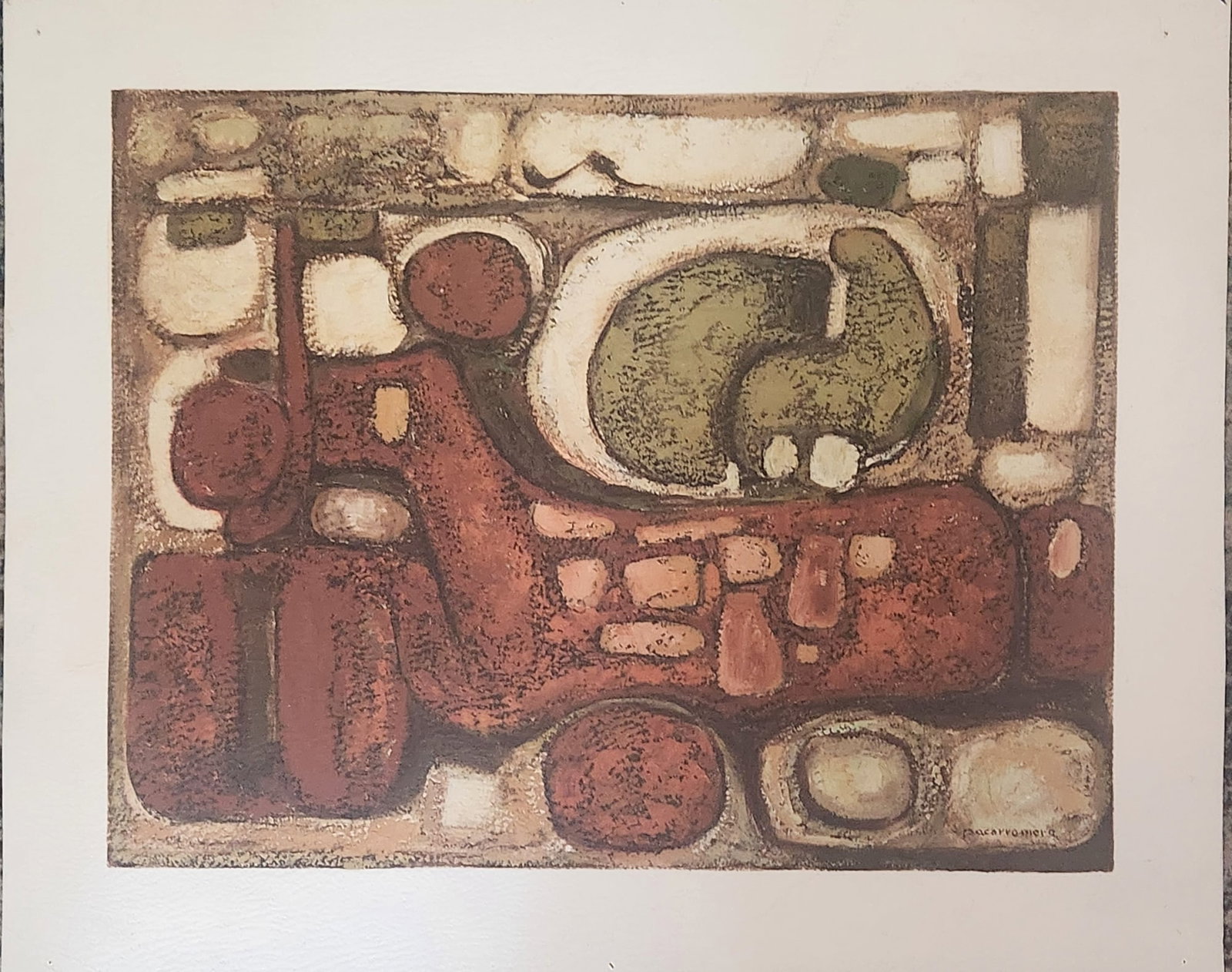 MID CENTURY OIL ON PAPER PACO ROMERO ABSTRACT (1 of 3)