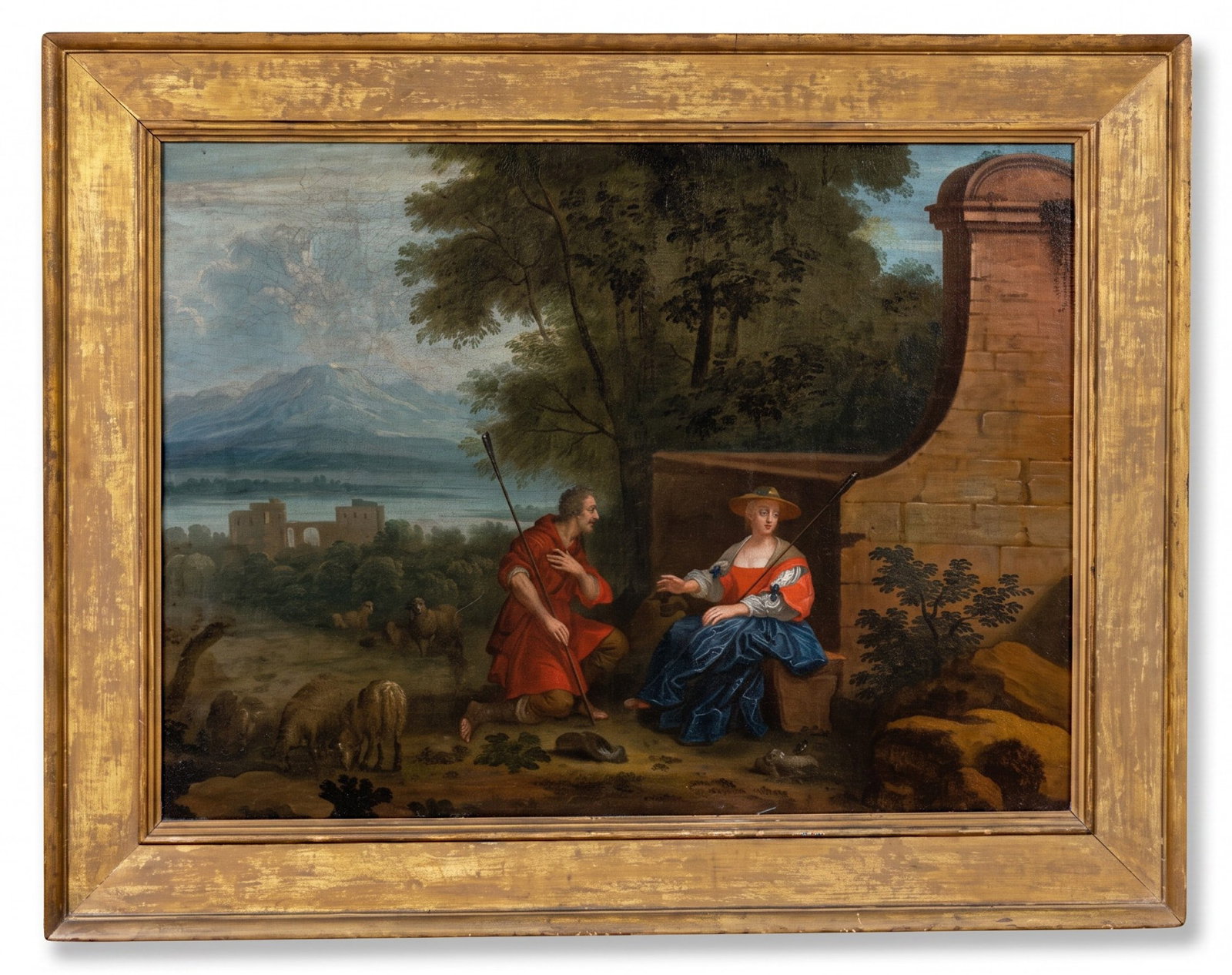 LARGE OLD MASTER DUTCH OIL ON CANVAS SHEPHERD (1 of 4)
