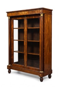 EXCEPTIONAL ENGLISH REGENCY INLAID BOOKCASE
