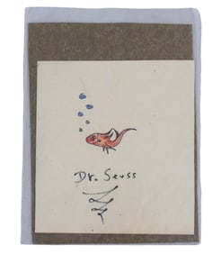 DR. SEUSS SIGNED DRAWING RED FISH