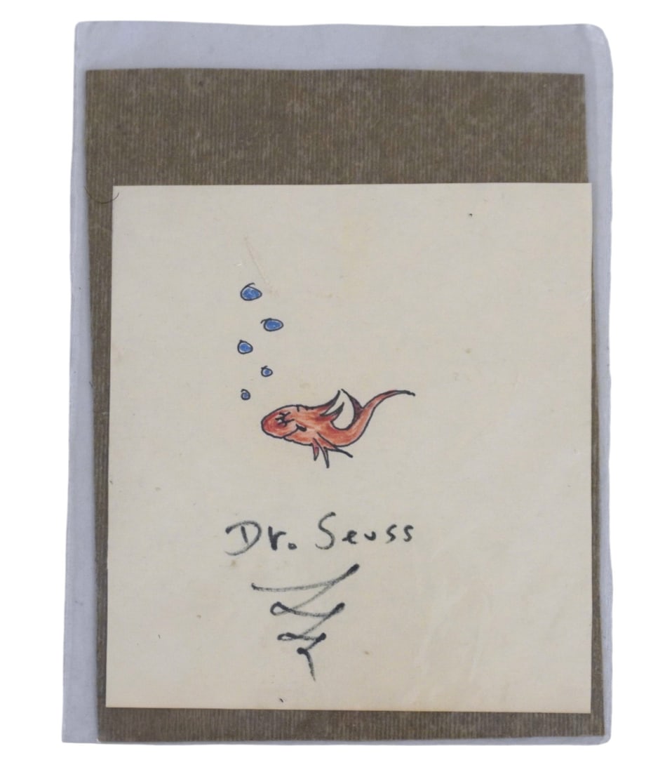 DR. SEUSS SIGNED DRAWING RED FISH (1 of 3)