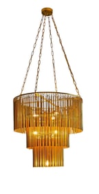 CURREY & COMPANY 30" MANTRA GOLD LEAF CHANDELIER