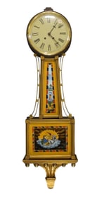 ANTIQUE EGLOMISE BANJO CLOCK CHARLESTON