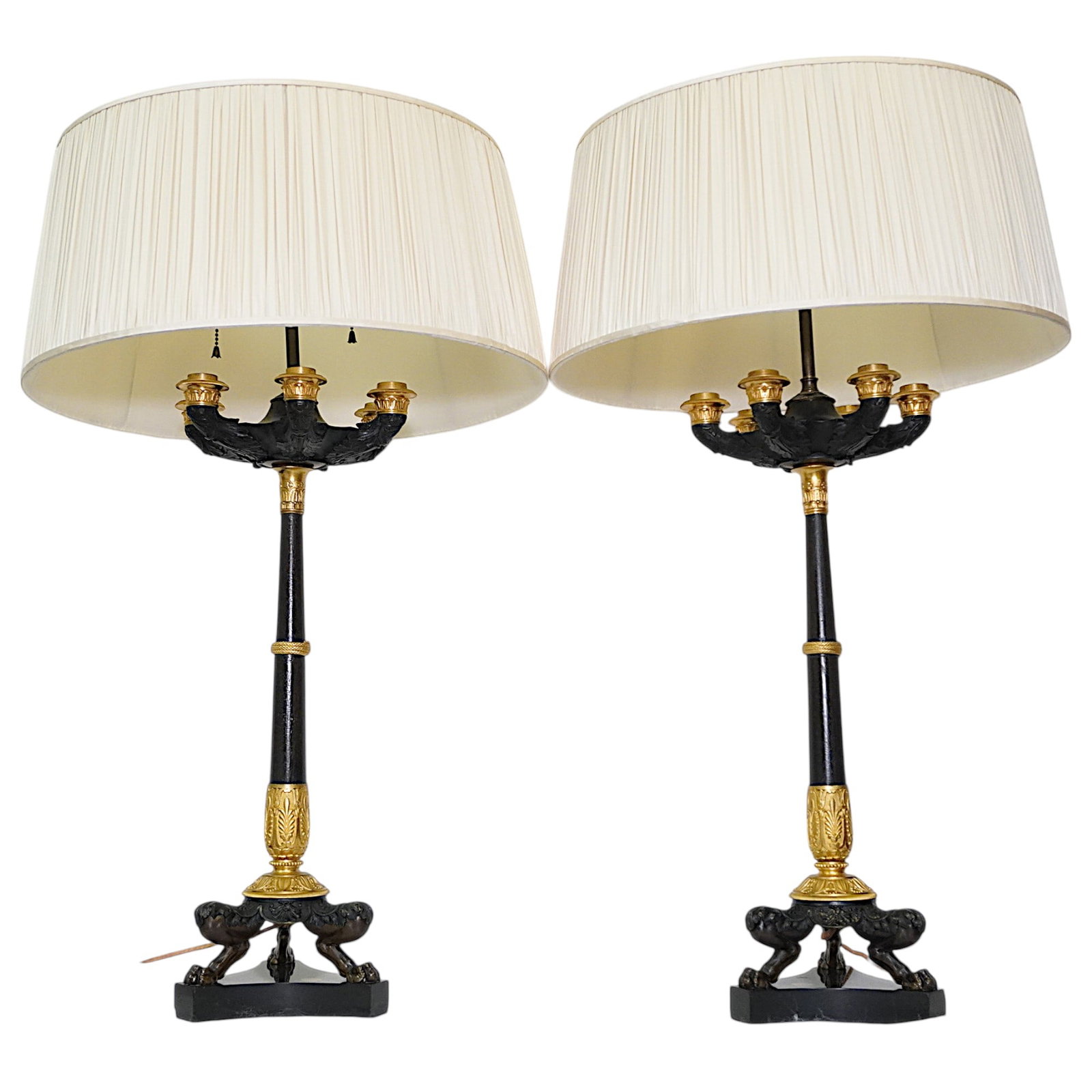 PAIR OF EMPIRE c. 1800-15 BRONZE & GILT TABLE LAMPS (1 of 12)