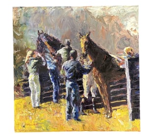 ORIGINAL OIL ON CANVAS EQUESTRIAN IMPASTO
