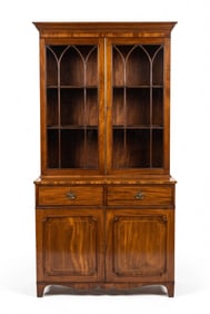 GEORGE III FLAME MAHOGANY DOUBLE DOOR BOOKCASE