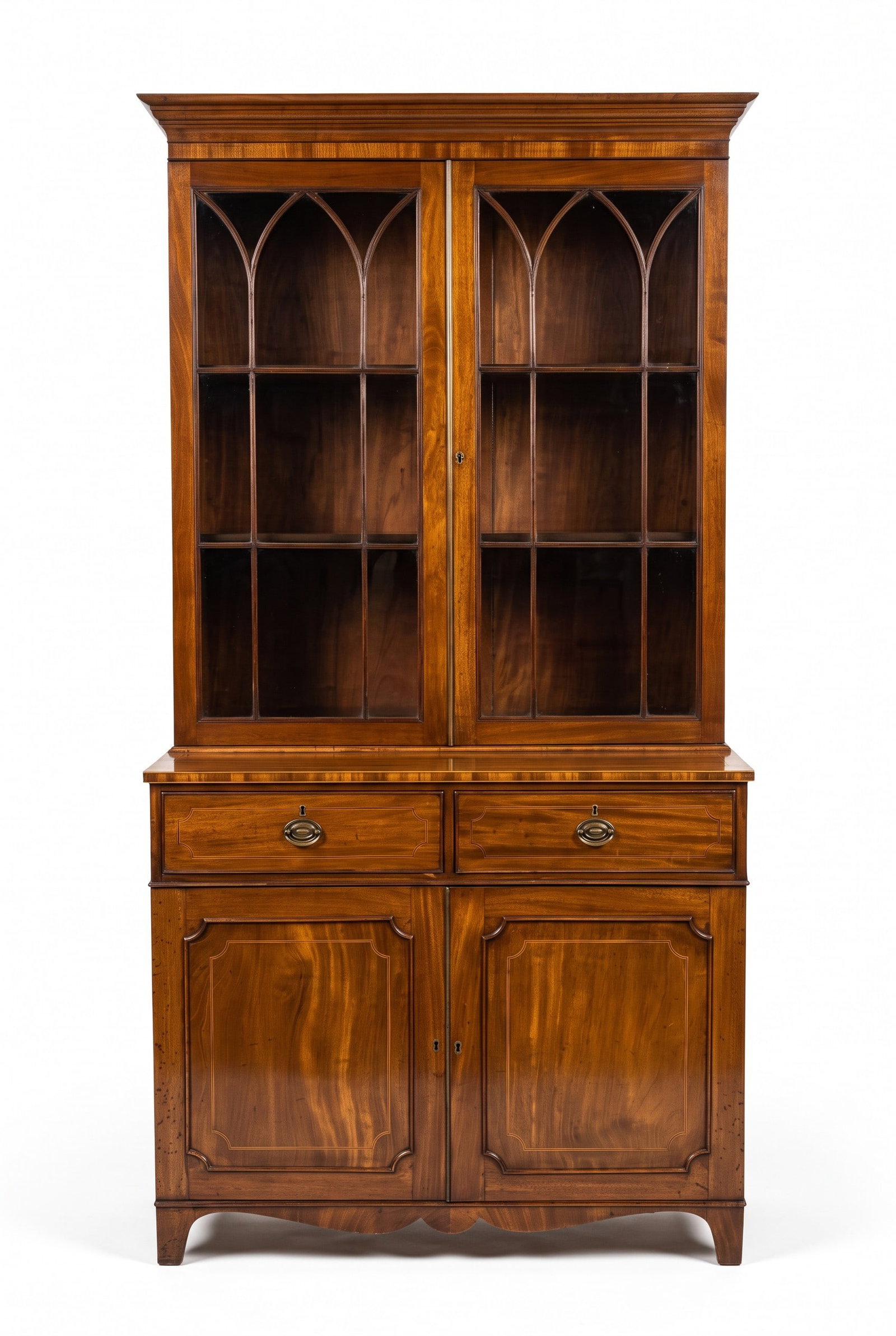 GEORGE III FLAME MAHOGANY DOUBLE DOOR BOOKCASE (1 of 15)