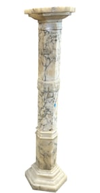 TALL ITALIAN CARVED ALABASTER PEDESTAL
