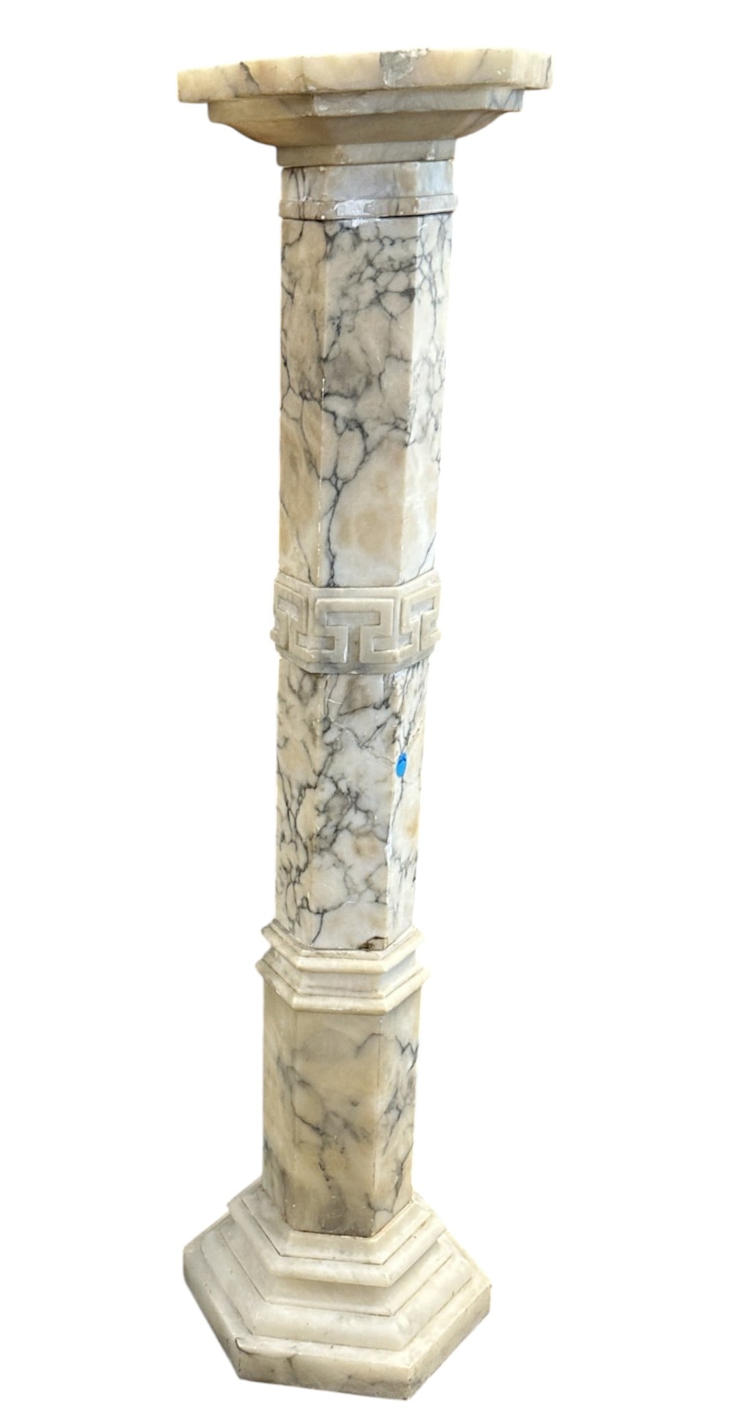 TALL ITALIAN CARVED ALABASTER PEDESTAL (1 of 6)