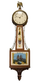 WALTHAM BANJO CLOCK EGLOMISE MARITIME GLASS