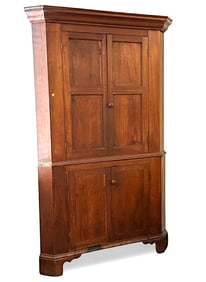 ANTIQUE AMERICAN CHERRY CORNER CUPBOARD