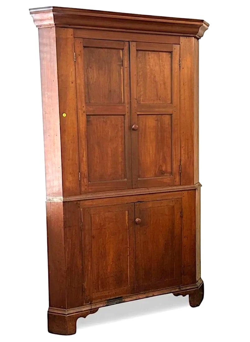 ANTIQUE AMERICAN CHERRY CORNER CUPBOARD (1 of 4)