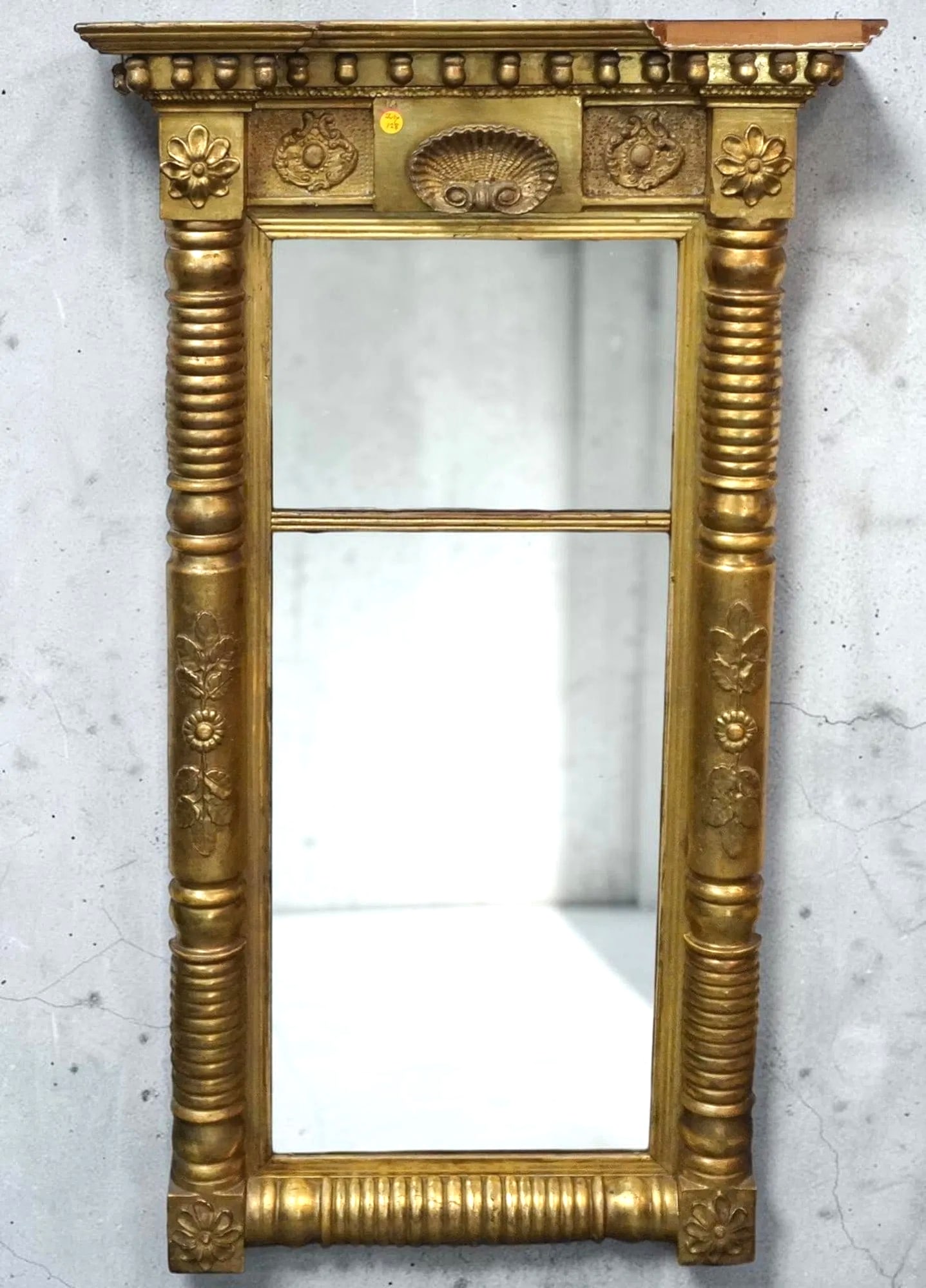 ANTIQUE 19TH C CARVED GILTWOOD PIER MIRROR (1 of 5)