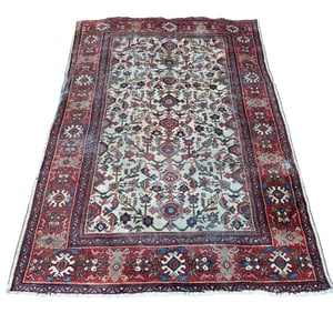 ANTIQUE HAND KNOTTED PERSIAN HERIZ WOOL RUG