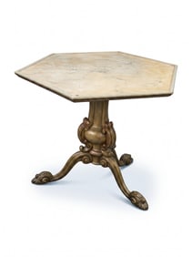 18th c IRISH REGENCY TABLE WITH FAUX MARBLE TOP