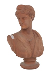 VINTAGE ITALIAN TERRACOTTA BUST OF ARTEMIS