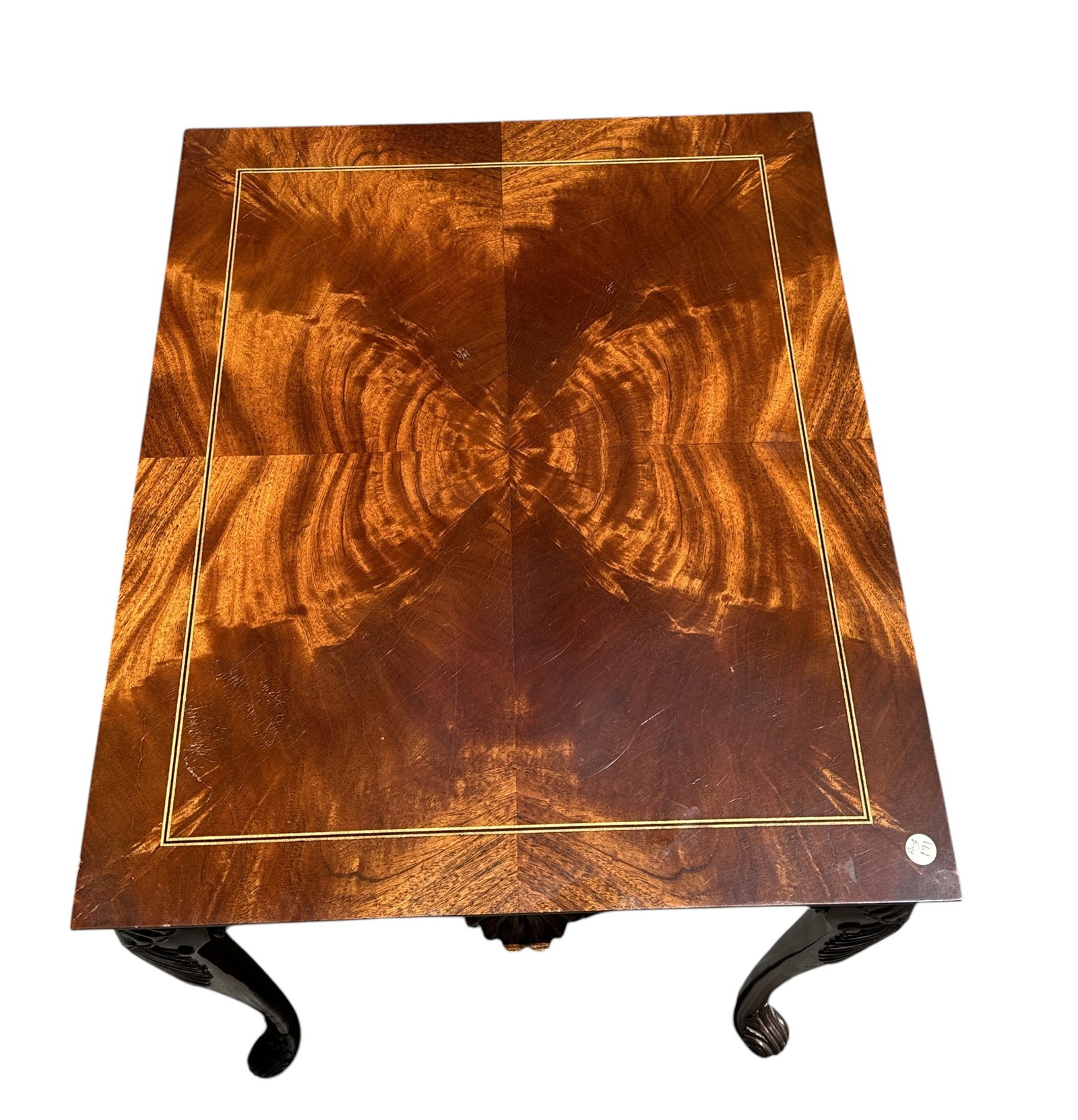 BOOKMATCHED FLAME MAHOGANY SIDE TABLE - 5