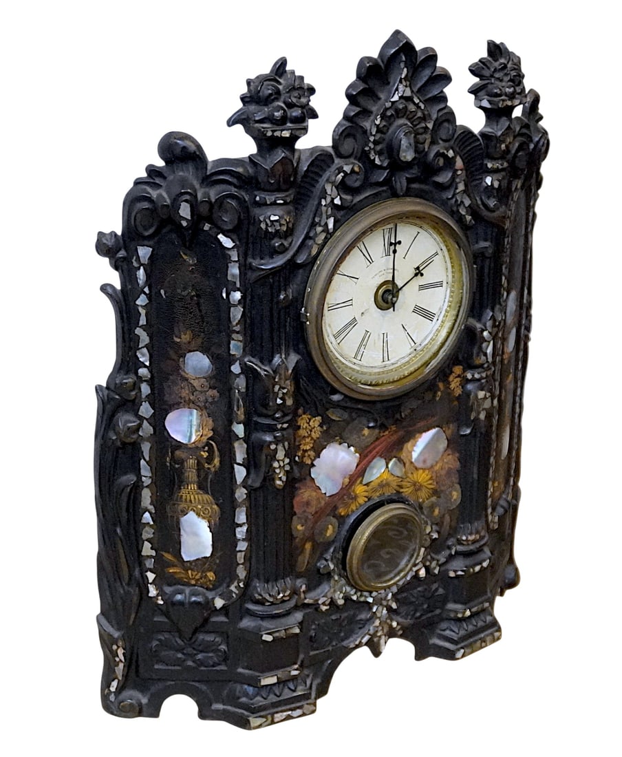 TERHUNE & EDWARDS GOTHIC REVIVAL MOP CAST IRON CLOCK - 2