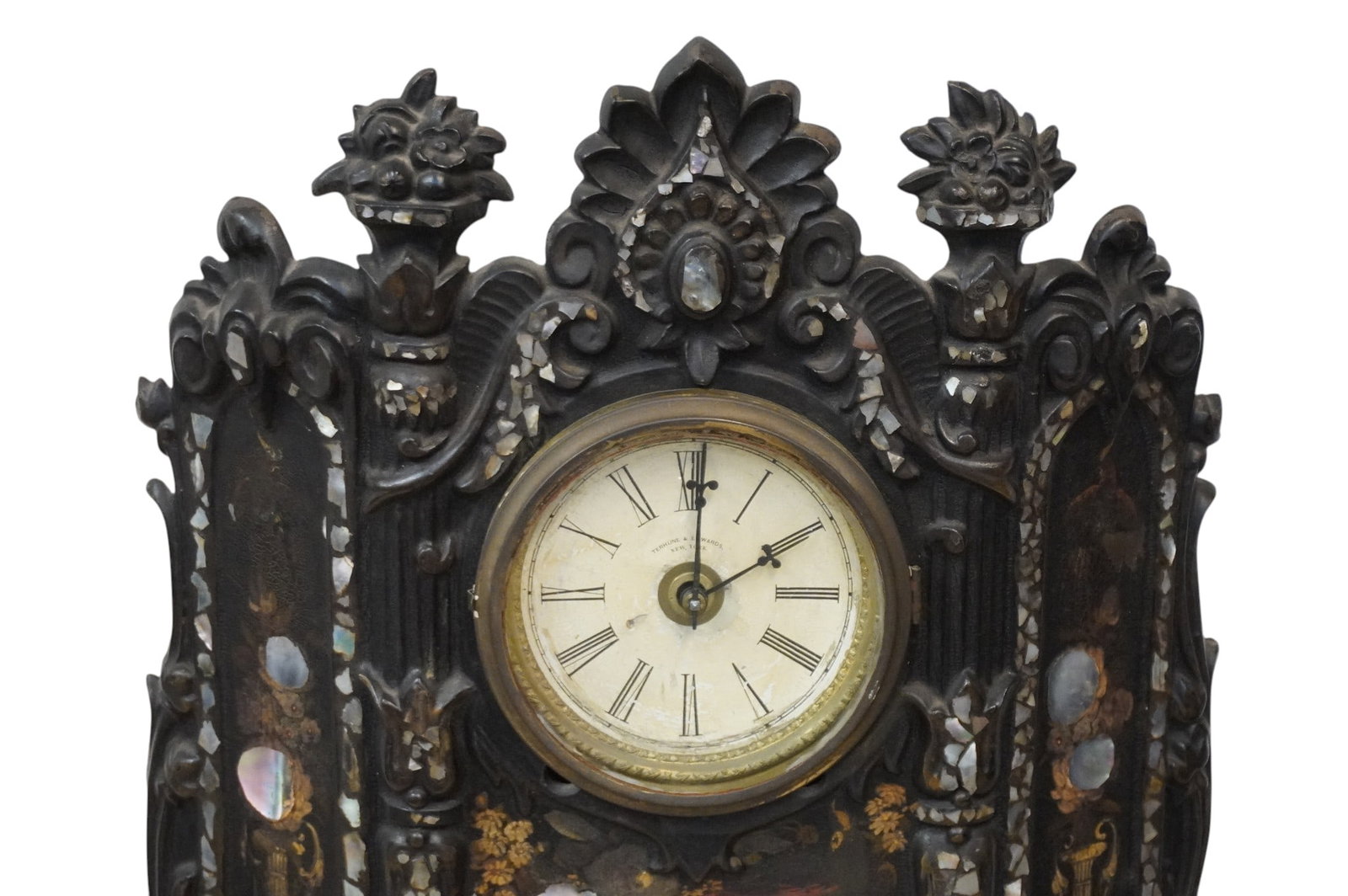 TERHUNE & EDWARDS GOTHIC REVIVAL MOP CAST IRON CLOCK - 3