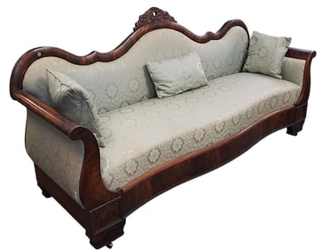 AMERICAN EMPIRE 1840s FLAME MAHOGANY SOFA