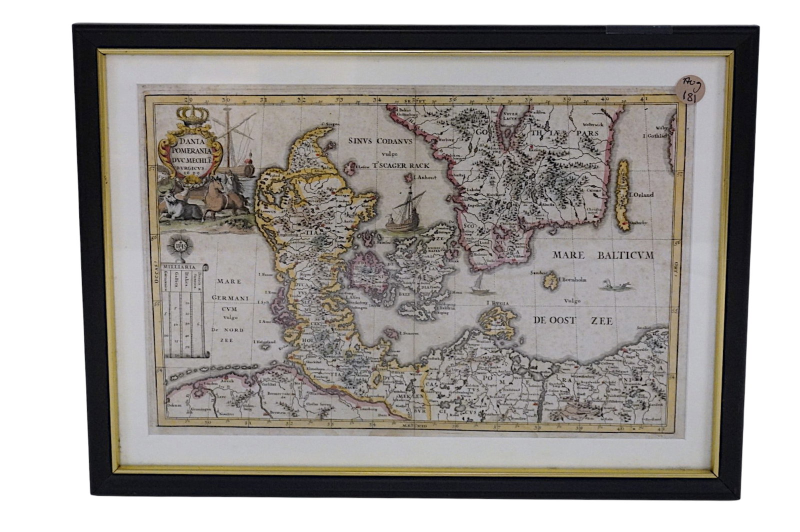 ANTIQUE MAP DANIA POMERANIA DUC MECHLE BURGICUS (1 of 3)