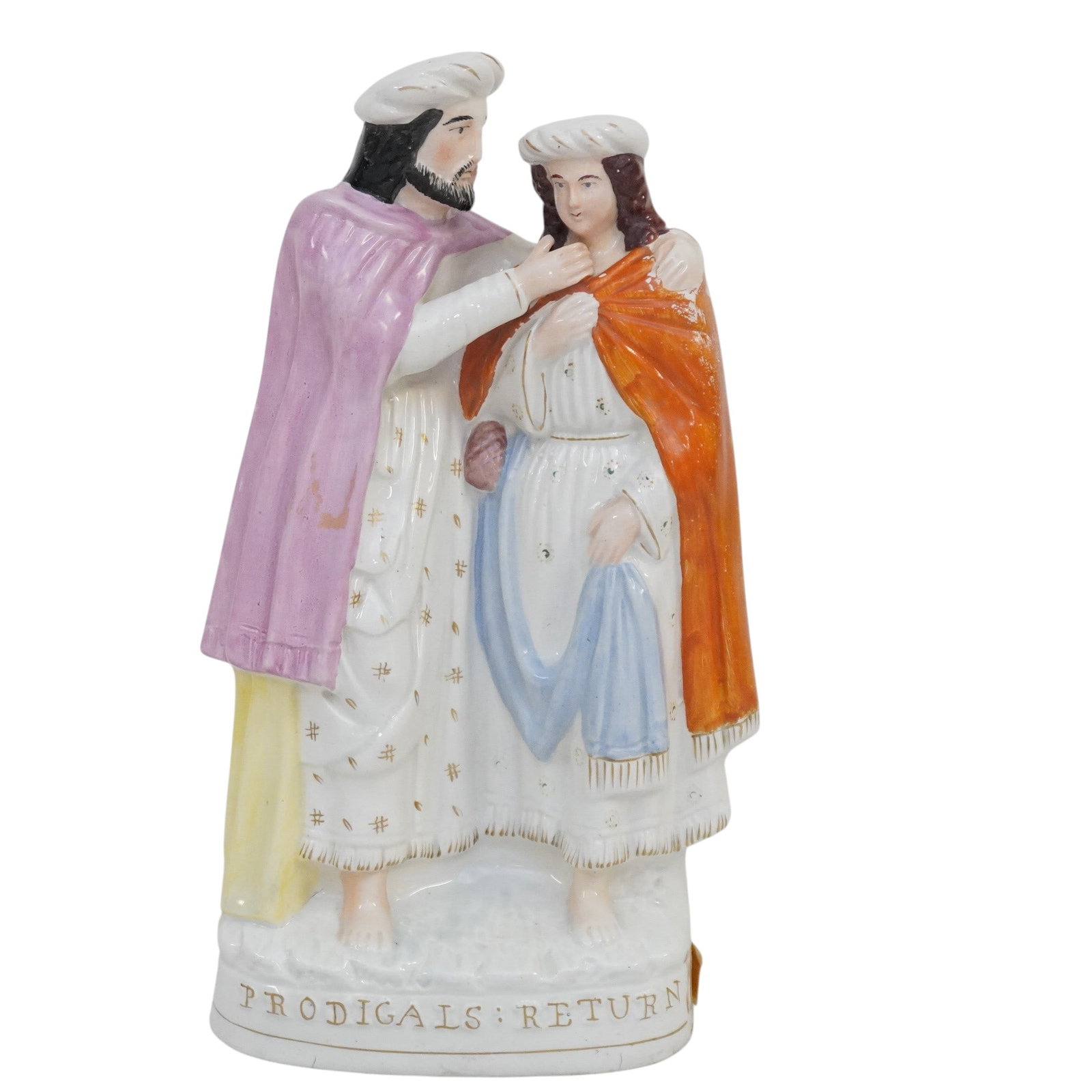 ANTIQUE STAFFORDSHIRE "PRODIGAL'S RETURN" PORCELAIN FIGURINE (1 of 6)