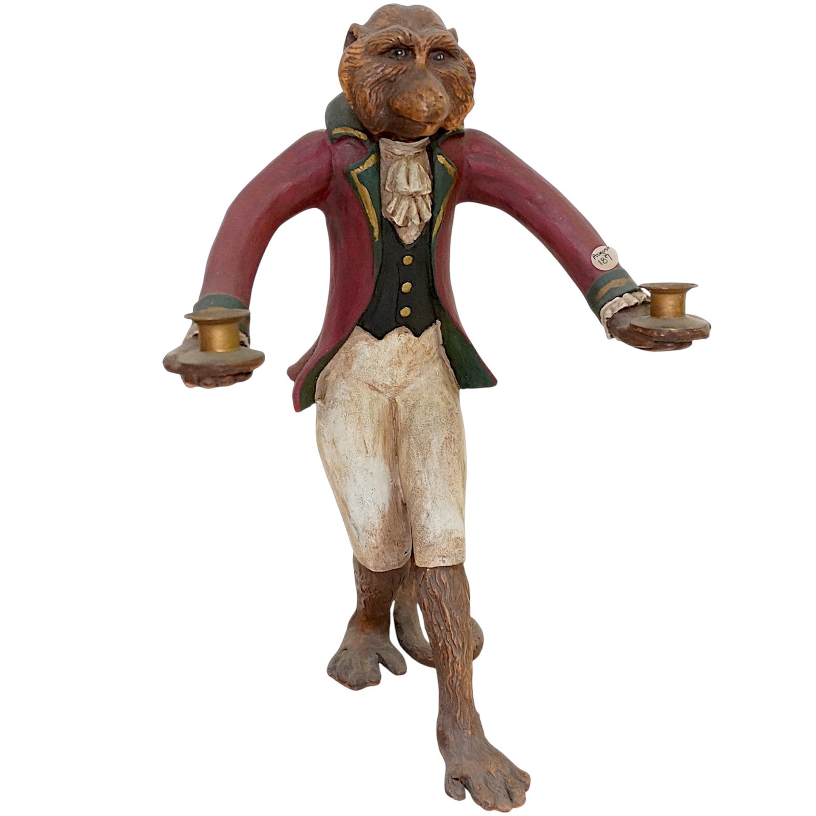 BILL HUEBBE CARVED MONKEY FIGURAL CANDELABRA 1990 (1 of 7)