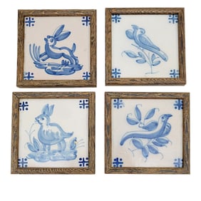 SET OF 4 FRAMED ANTIQUE DELFT TILES