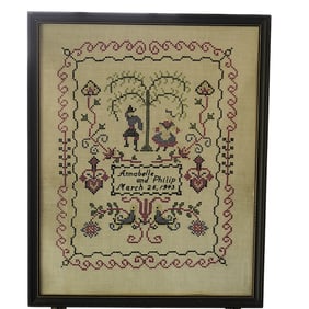 VINTAGE 1943 CROSS STITCH SAMPLER WEDDING - ANNIVERSARY