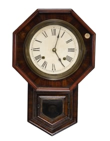 EARLY JAPANESE OCTAGON DROP SCHOOL WALL CLOCK c. 1910