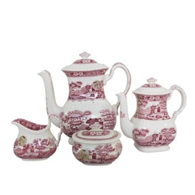 VINTAGE COPELAND SPODE "SPODE'S TOWER" ENGLAND PORCELAIN TEA AND COFFEE SET