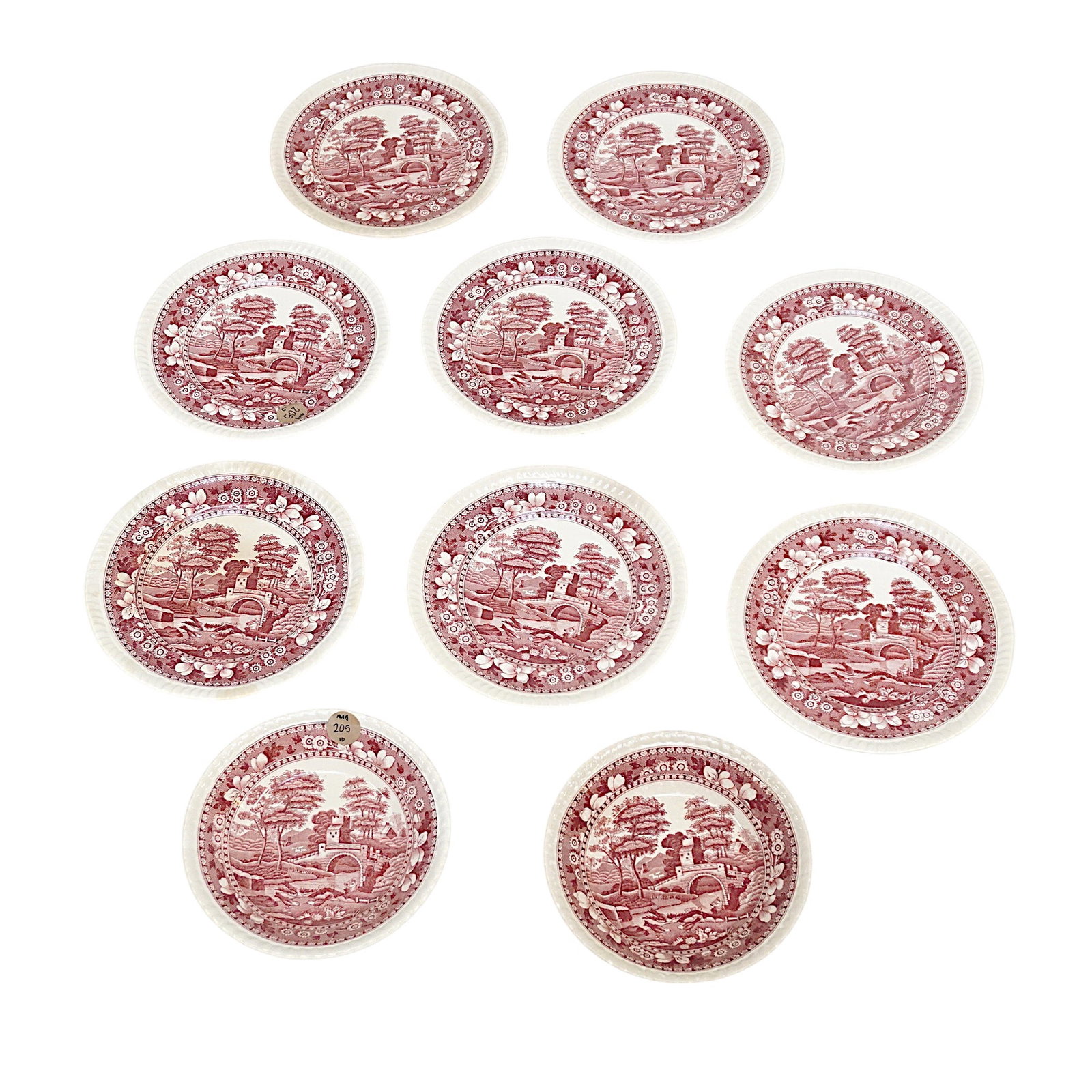 VINTAGE COPELAND SPODE "SPODE'S TOWER" ENGLAND DESSERT AND FRUIT PLATES - 10 PIECES (1 of 3)