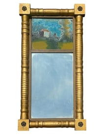 19th CENTURY AMERICAN FEDERAL GILTWOOD REVERSE-PAINTED MIRROR