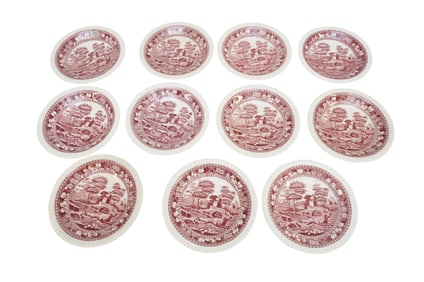 VINTAGE COPELAND SPODE "SPODE'S TOWER" ENGLAND TEACUPS AND SAUCERS - 19 PIECES