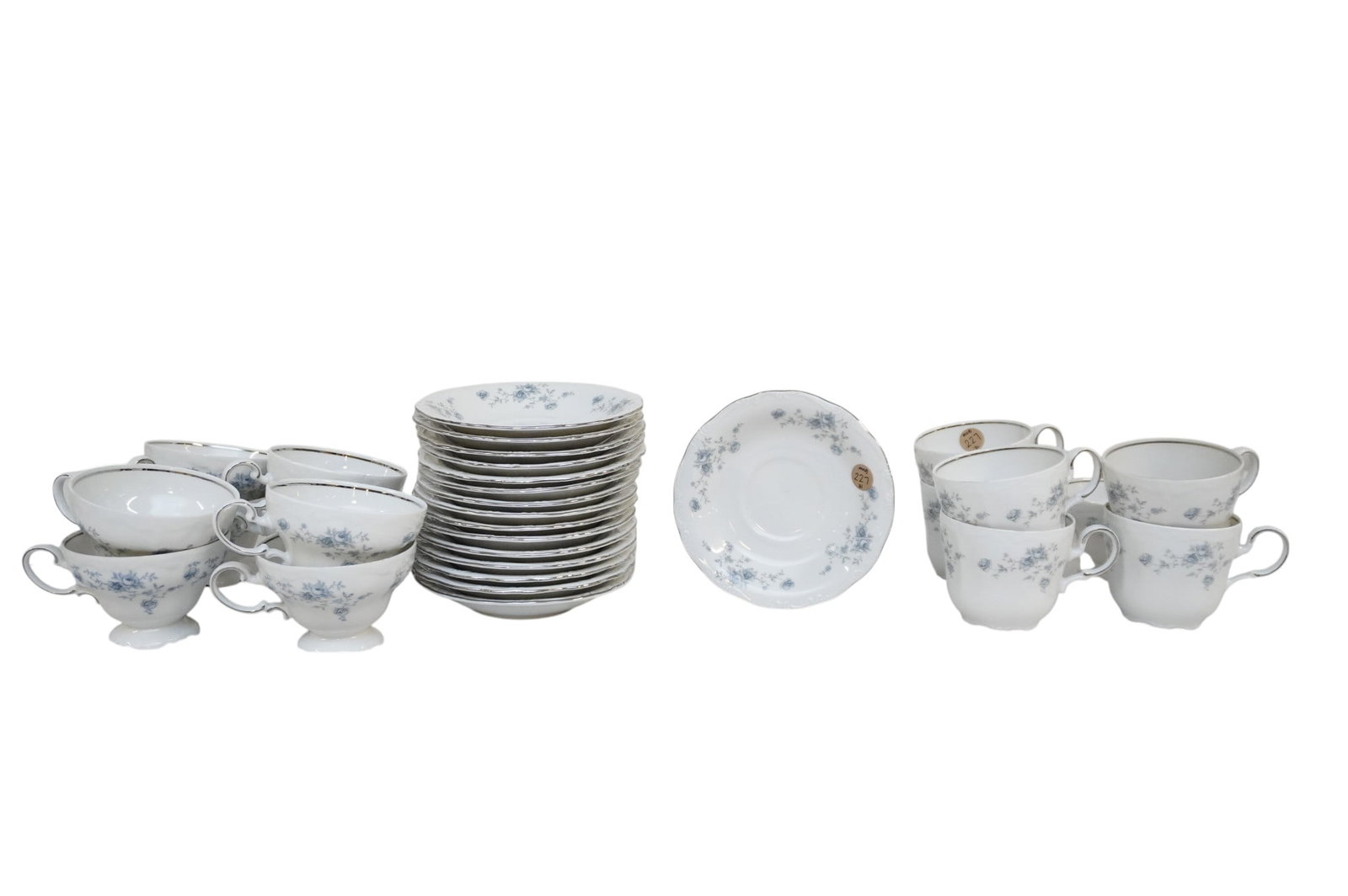31 HAVILAND BLUE GARLAND CHINA PIECES - CUPS AND SAUCERS (1 of 4)
