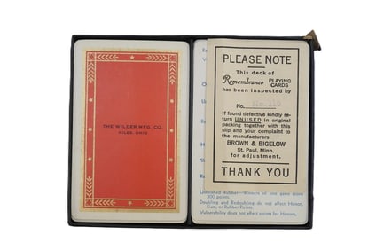 VINTAGE REMEMBRANCE PLAYING CARDS BY THE WILDER MFG. CO.