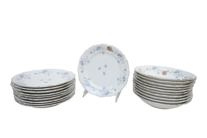 20 HAVILAND BLUE GARLAND CHINA SALAD PLATES AND SOUP BOWLS