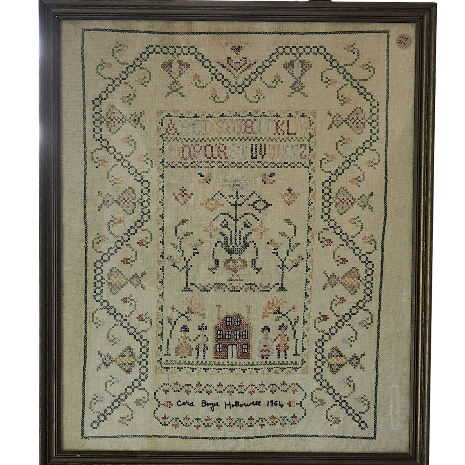 VINTAGE CROSS STITCH SCHOOLGIRL SAMPLER (1 of 4)