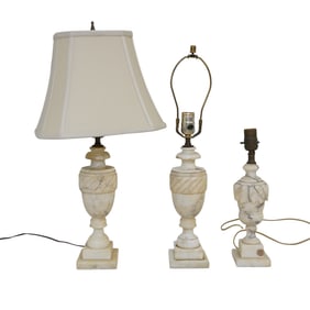 3 VINTAGE ITALIAN CARVED ALABASTER LAMPS