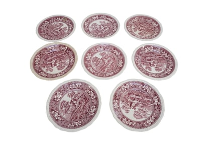 VINTAGE COPELAND SPODE "SPODE'S TOWER" ENGLAND SALAD PLATES - 8 PIECES