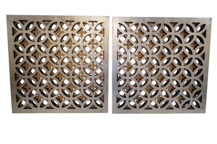 PAIR OF MIRRORED FRETWORK PANEL WALL DECORATIONS