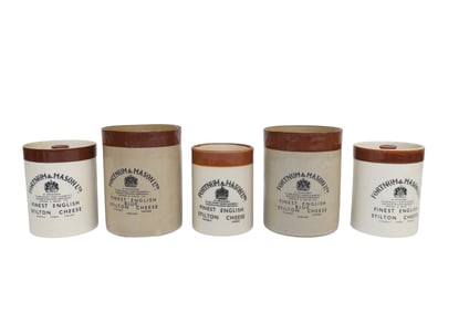 5 FORTNUM AND MASON POTTERY CHEESE CROCKS