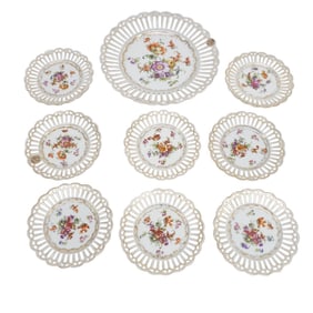 9 LACE EDGE BAVARIAN SAUCERS AND PLATE