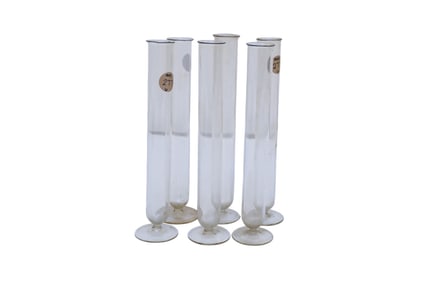 6 ANTIQUE FOOTED GLASS TEST TUBES