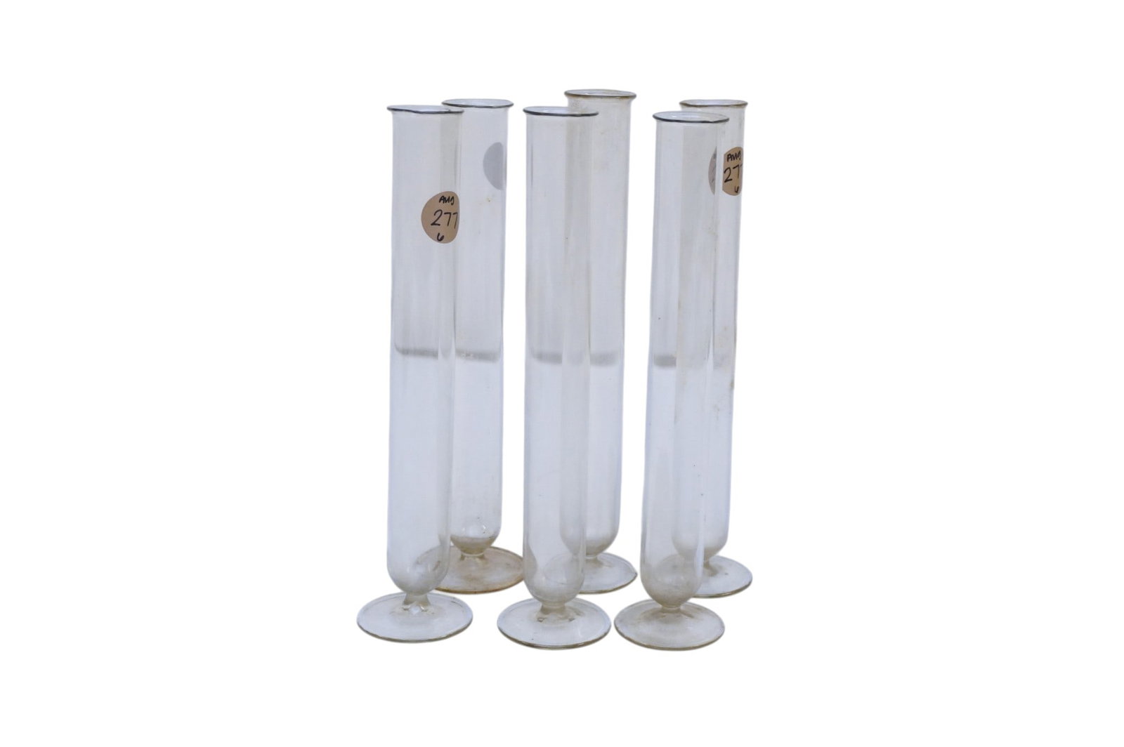 6 ANTIQUE FOOTED GLASS TEST TUBES (1 of 3)