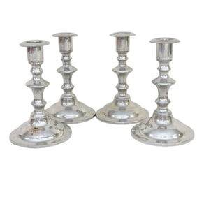 4 STIEFF PEWTER CANDLESTICKS